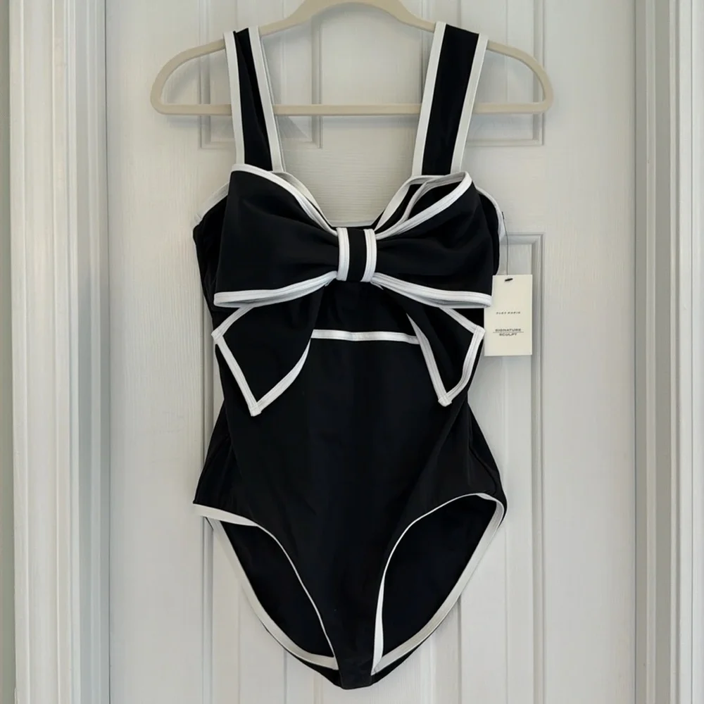 NWT Alex Marie black bow swimsuit. Size medium